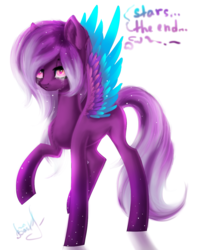Size: 1214x1485 | Tagged: safe, artist:bastet-catmew, oc, oc only, oc:andromeda, pegasus, pony, colored wings, female, mare, multicolored wings, solo