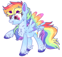 Size: 844x768 | Tagged: safe, artist:wanderingpegasus, rainbow dash, pony, g4, alternate hairstyle, base used, colored wings, female, multicolored wings, simple background, solo, transparent background, unshorn fetlocks