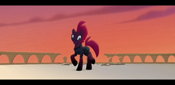 Size: 2220x1080 | Tagged: safe, screencap, tempest shadow, pony, unicorn, g4, my little pony: the movie, female, looking back, mare, open mouth, raised leg, solo