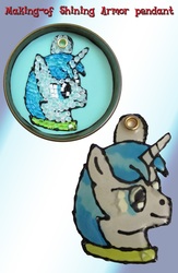 Size: 2082x3185 | Tagged: safe, artist:malte279, shining armor, g4, high res, jewelry, making of, pendant, plastic granulate