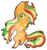 Size: 708x750 | Tagged: safe, artist:fuyusfox, applejack, earth pony, pony, g4, applejack's hat, chibi, cowboy hat, female, hat, rainbow power, simple background, solo, transparent background, watermark