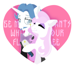 Size: 4095x3591 | Tagged: safe, artist:eiirine, fancypants, fleur-de-lis, pony, unicorn, g4, eyes closed, female, heart, holiday, lineless, male, monocle, ship:fancyfleur, shipping, simple background, smiling, straight, transparent background, valentine's day