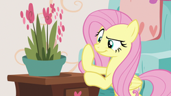 Size: 1280x720 | Tagged: safe, screencap, fluttershy, pegasus, pony, discordant harmony, g4, :t, bipedal, bipedal leaning, female, flower, leaning, mare, plant, raised eyebrow, smiling, smirk, solo