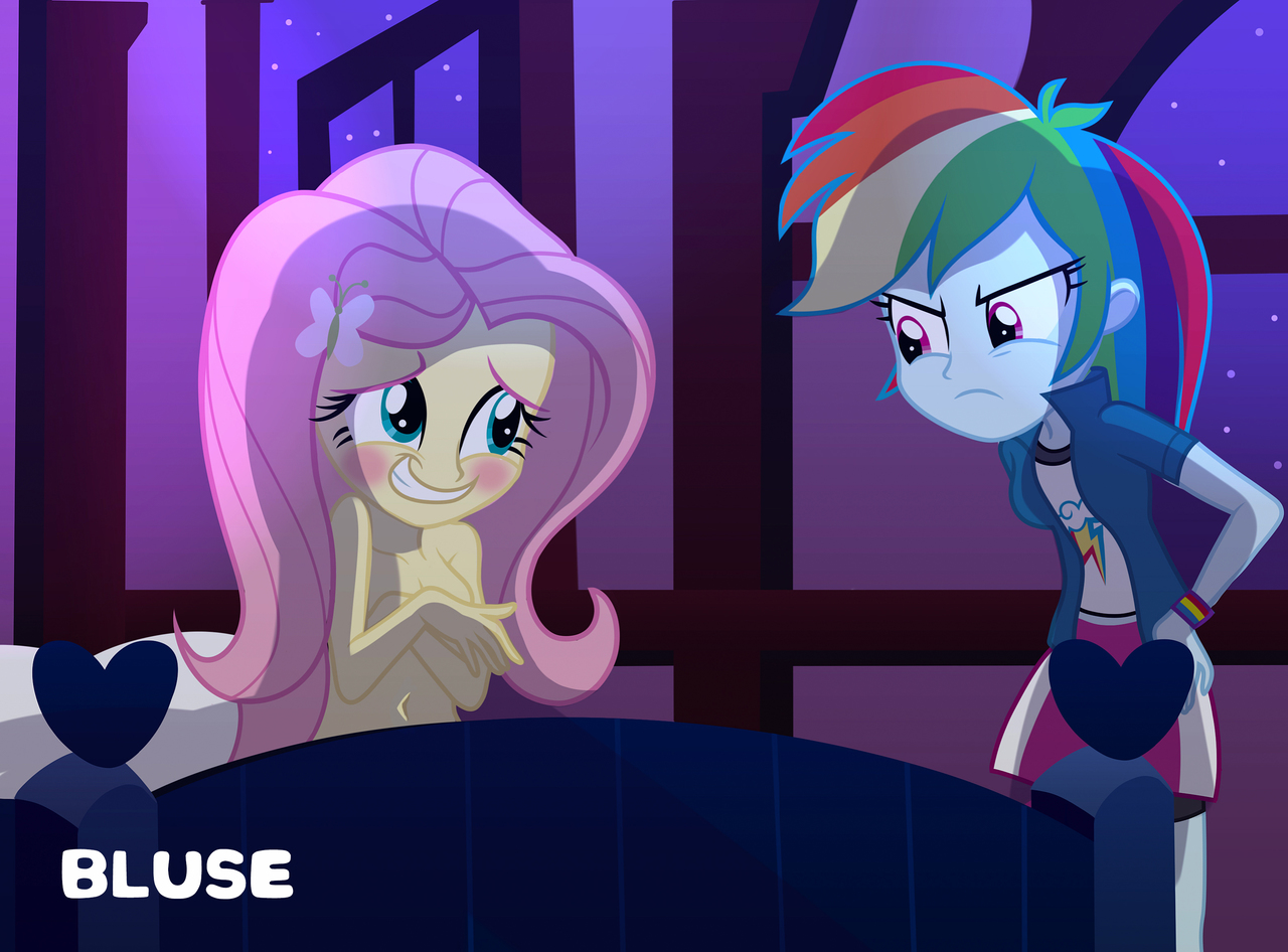 1655446 suggestive, artistbluse, fluttershy, rainbow dash, equestria girls, g4, my little