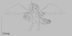 Size: 6400x3200 | Tagged: safe, artist:darksly, rarity, alicorn, pony, fanfic:tme, g4, fanfic, fanfic art, female, mare, princess, sketch, wings