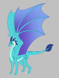 Size: 1500x2000 | Tagged: safe, artist:vchart920, princess ember, dragon, g4, alternate design, claws, dragon wings, dragoness, female, gray background, horns, large wings, older, older ember, simple background, smiling, solo, spread wings, wings
