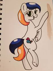 Size: 714x960 | Tagged: safe, artist:wolftendragon, oc, oc only, oc:sud scrubber, earth pony, food pony, pony, female, mare, ponified, solo, tide pods, tide pony, traditional art