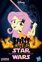 Size: 1730x2560 | Tagged: safe, edit, edited screencap, screencap, fluttershy, equestria girls, g4, crossover, fluttersith, lightsaber, parody, poster, recolor, star wars, weapon