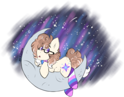 Size: 1795x1407 | Tagged: safe, artist:php166, oc, oc only, oc:cosmic latte, earth pony, pony, clothes, cutie mark, glasses, male, moon, scarf, simple background, socks, solo, stars, striped socks, tangible heavenly object, transparent background
