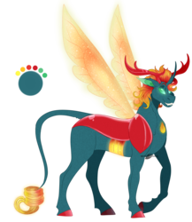 Size: 1755x2022 | Tagged: safe, artist:bijutsuyoukai, oc, oc only, changepony, antlers, colored hooves, curved horn, horn, interspecies offspring, leonine tail, offspring, parent:pharynx, parent:sunset shimmer, realistic horse legs, simple background, solo, transparent background
