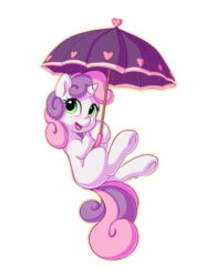 Size: 1100x1400 | Tagged: safe, artist:bobdude0, artist:dstears, sweetie belle, pony, unicorn, g4, collaboration, cute, diasweetes, female, filly, flying, heart, horn, i'm mary poppins y'all, mary poppins, simple background, solo, transparent background, umbrella