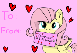Size: 5920x4117 | Tagged: safe, artist:artiks, fluttershy, rabbit, g4, absurd resolution, female, heart, holiday, looking at you, solo, valentine's day, valentine's day card