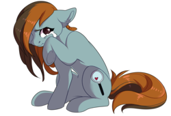 Size: 1700x1156 | Tagged: safe, artist:pillowrabbit, oc, oc only, oc:mercury vapour, pony, crying, sad, simple background, sitting, solo, transparent background