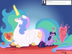 Size: 1024x768 | Tagged: safe, artist:greyscaleart, princess celestia, twilight sparkle, alicorn, pony, unicorn, the tiny apprentice, g4, :3, :p, annoyed, cute, eyes closed, female, filly, filly twilight sparkle, floppy ears, frown, glare, glowing horn, grumpy, heart, holiday, horn, levitation, magic, mare, measuring tape, messy mane, missing accessory, misspelling, momlestia, prone, raspberry, scissors, shoulder fluff, silly, size difference, smiling, smol, telekinesis, tongue out, tumblr, twiabetes, unamused, unicorn twilight, valentine, valentine's day, wall of tags, wing fluff, younger