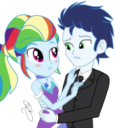 Size: 1859x2048 | Tagged: safe, artist:ilaria122, rainbow dash, soarin', equestria girls, g4, clothes, dress, duo, equestria girls-ified, female, holiday, male, ship:soarindash, shipping, simple background, straight, transparent background, valentine's day