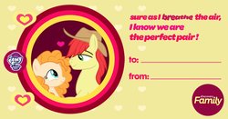 Size: 1200x628 | Tagged: safe, bright mac, pear butter, g4, the perfect pear, discovery family logo, female, male, my little pony logo, ship:brightbutter, shipping, straight