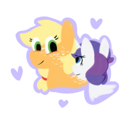 Size: 1818x1741 | Tagged: safe, artist:roseyicywolf, applejack, rarity, g4, female, heart, lesbian, ship:rarijack, shipping, simple background, transparent background