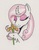 Size: 444x570 | Tagged: safe, artist:kuroneko, derpibooru exclusive, fleur-de-lis, classical unicorn, pony, unicorn, g4, bust, cheek fluff, cloven hooves, colored pencil drawing, curved horn, eyes closed, female, flower, horn, iris (flower), mare, portrait, simple background, solo, traditional art, unshorn fetlocks, white background