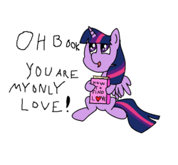 Size: 700x650 | Tagged: safe, artist:amateur-draw, twilight sparkle, alicorn, pony, g4, 1000 hours in ms paint, book, female, forever alone, meme, ms paint, simple background, solo, that pony sure does love books, twilight sparkle (alicorn)