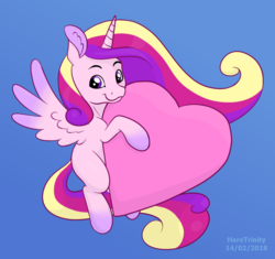 Size: 1100x1035 | Tagged: safe, artist:haretrinity, princess cadance, alicorn, pony, g4, cute, cutedance, female, heart, holiday, looking at you, mare, simple background, smiling, solo, valentine's day