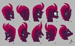 Size: 1080x656 | Tagged: safe, tempest shadow, pony, unicorn, g4, my little pony: the movie, angry, broken horn, bust, concept art, expressions, eye scar, eyes closed, female, horn, mare, open mouth, portrait, scar, simple background, solo