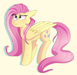 Size: 2450x2405 | Tagged: safe, artist:emera33, fluttershy, pegasus, pony, g4, female, high res, mare, simple background, solo