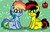 Size: 323x205 | Tagged: safe, rainbow dash, oc, oc:dasher, pony, pony town, g4, apple, canon x oc, food