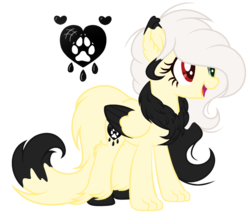 Size: 1024x884 | Tagged: safe, artist:xxmelody-scribblexx, oc, oc only, oc:grey paws, hybrid, female, heterochromia, interspecies offspring, offspring, parent:discord, parent:fluttershy, parents:discoshy, simple background, solo, transparent background