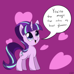 Size: 2362x2359 | Tagged: safe, artist:taurson, starlight glimmer, pony, unicorn, cute, daaaaaaaaaaaw, dialogue, female, glimmerbetes, heart, holiday, mare, s5 starlight, smiling, solo, valentine's day, weapons-grade cute