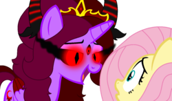 Size: 1024x600 | Tagged: safe, artist:ra1nb0wk1tty, fluttershy, oc, oc:princess bloodmoon, g4, simple background, sombra eyes, transparent background