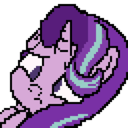 Size: 640x640 | Tagged: safe, artist:paperstain, starlight glimmer, pony, unicorn, g4, confused, female, frown, leaning, mare, modern art, pixel art, purple eyes, simple background, transparent background