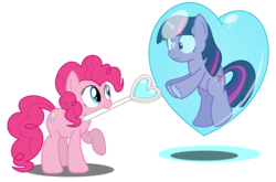 Size: 3250x2150 | Tagged: safe, artist:bladedragoon7575, pinkie pie, twilight sparkle, alicorn, pony, g4, bubble, bubble wand, cute, diapinkes, heart, high res, in bubble, simple background, transparent background, twiabetes, twilight sparkle (alicorn)