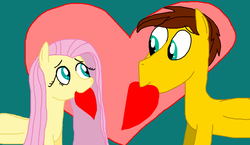 Size: 3150x1824 | Tagged: safe, artist:sb1991, fluttershy, oc, oc:film reel, pony, g4, canon x oc, heart, hearts and hooves day, holiday, valentine, valentine's day