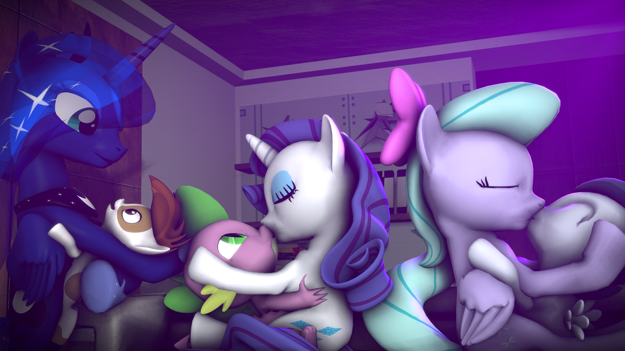 hearts and hooves day, kissing, lunapip, male, shipping, source filmmaker, ...