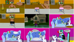 Size: 3864x2192 | Tagged: safe, artist:mellowbomb, rainbow dash, rarity, oc, oc:closingrain, oc:doctor dextor wise, comic:calamity fateful, g4, 1000 hours in ms paint, comic, dialogue, high res