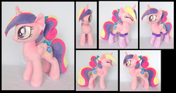 Size: 1024x541 | Tagged: safe, artist:fireflytwinkletoes, princess cadance, pony, g4, commission, cute, cutedance, irl, one eye closed, photo, plushie, smiling, solo, wink, younger