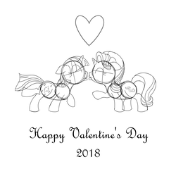 Size: 3600x3600 | Tagged: safe, artist:tsitra, starlight glimmer, twilight sparkle, g4, female, high res, holiday, lesbian, monochrome, ship:twistarlight, shipping, sketch, valentine's day