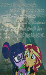 Size: 720x1168 | Tagged: safe, edit, sci-twi, spike, spike the regular dog, sunset shimmer, twilight sparkle, dog, equestria girls, g4, my little pony equestria girls: friendship games, calum scott, female, lesbian, lyrics, ship:sci-twishimmer, ship:sunsetsparkle, shipping, song, song reference, text, you are the reason