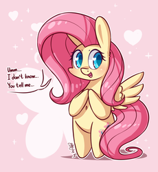 Size: 1766x1920 | Tagged: safe, artist:dsp2003, fluttershy, pegasus, pony, g4, ask, belly button, bipedal, blushing, chibi, cute, female, heart eyes, holiday, shyabetes, solo, style emulation, sweet dreams fuel, tumblr, valentine's day, valentine's day card, wingding eyes