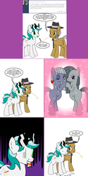 Size: 1204x2408 | Tagged: safe, artist:dekomaru, igneous rock pie, limestone pie, marble pie, oc, oc:dazzle, earth pony, pony, tumblr:ask twixie, g4, ask, comic, heart, male, missing cutie mark, stallion, sweat, tumblr