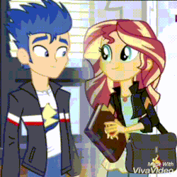 Size: 480x480 | Tagged: safe, edit, screencap, flash sentry, sunset shimmer, twilight sparkle, equestria girls, g4, animated, bad edit, female, gif, male, ship:flashimmer, shipping, straight, talking
