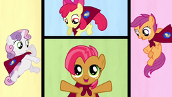 Size: 1280x720 | Tagged: safe, apple bloom, babs seed, scootaloo, sweetie belle, g4, one bad apple, cutie mark crusaders