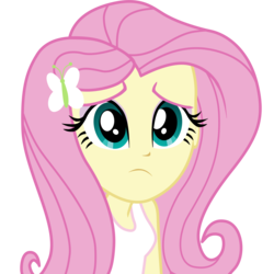 Size: 7680x7680 | Tagged: safe, artist:efk-san, fluttershy, equestria girls, g4, absurd resolution, clothes, female, frown, sad, show accurate, simple background, solo, tank top, transparent background, vector