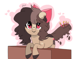Size: 1024x795 | Tagged: safe, artist:chococakebabe, oc, oc only, oc:choco cake delight, earth pony, pony, augmented tail, bow, female, hair bow, heart eyes, mare, simple background, solo, transparent background, wingding eyes