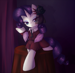 Size: 873x850 | Tagged: safe, artist:nika191319, rarity, pony, unicorn, g4, rarity investigates, clothes, female, horn, looking at you, mare, solo