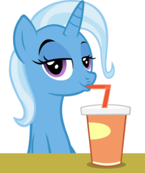 Size: 4858x5776 | Tagged: safe, artist:ironm17, trixie, pony, g4, absurd resolution, bedroom eyes, drink, drinking, female, looking at you, simple background, smiling, solo, transparent background, vector