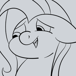 Size: 512x512 | Tagged: safe, artist:justanotherponyartblog, fluttershy, pony, g4, black and white, bust, female, grayscale, just another pony art blog, lineart, mare, monochrome, portrait, solo