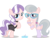 Size: 4000x3000 | Tagged: safe, artist:leopurofriki, edit, editor:slayerbvc, vector edit, diamond tiara, silver spoon, earth pony, pony, g4, butt, clothes, female, filly, furless, furless edit, jewelry, lingerie, necklace, panties, plot, purple underwear, see-through, shaved, simple background, socks, thigh highs, tiara, transparent background, underwear, vector