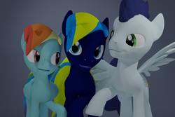 Size: 9000x6000 | Tagged: safe, artist:deloreandudetommy, part of a set, rainbow dash, soarin', oc, oc:ultra marine, pony, g4, 3d, absurd resolution, bisexual, blender, canon x oc, couple, holiday, polyamory, shipping, ultrasoarindash, valentine's day