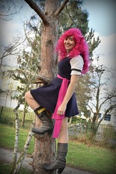 Size: 2000x3000 | Tagged: safe, artist:pinkiekler, pinkie pie, human, g4, clothes, cosplay, costume, high res, irl, irl human, photo, pirate pinkie pie, solo, tree